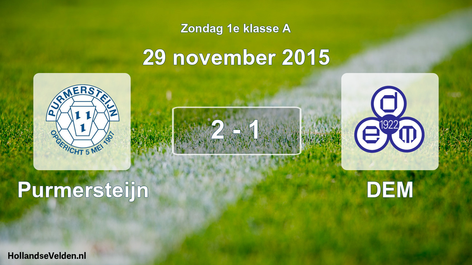 Gespeelde wedstrijd: Purmersteijn - DEM 2 - 1 (29 november 2015)