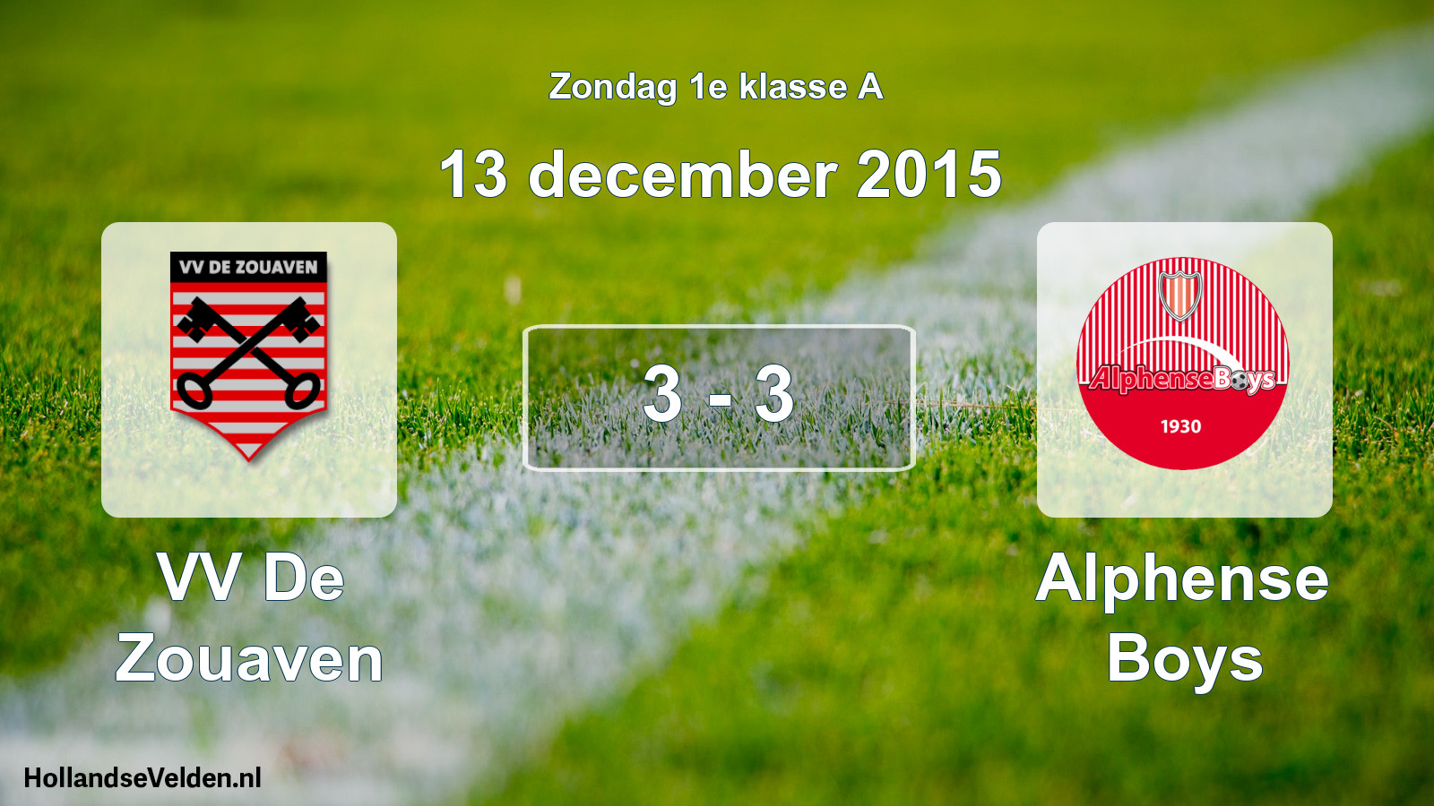 Gespeelde wedstrijd: VV De Zouaven - Alphense Boys 3 - 3 (13 december 2015)