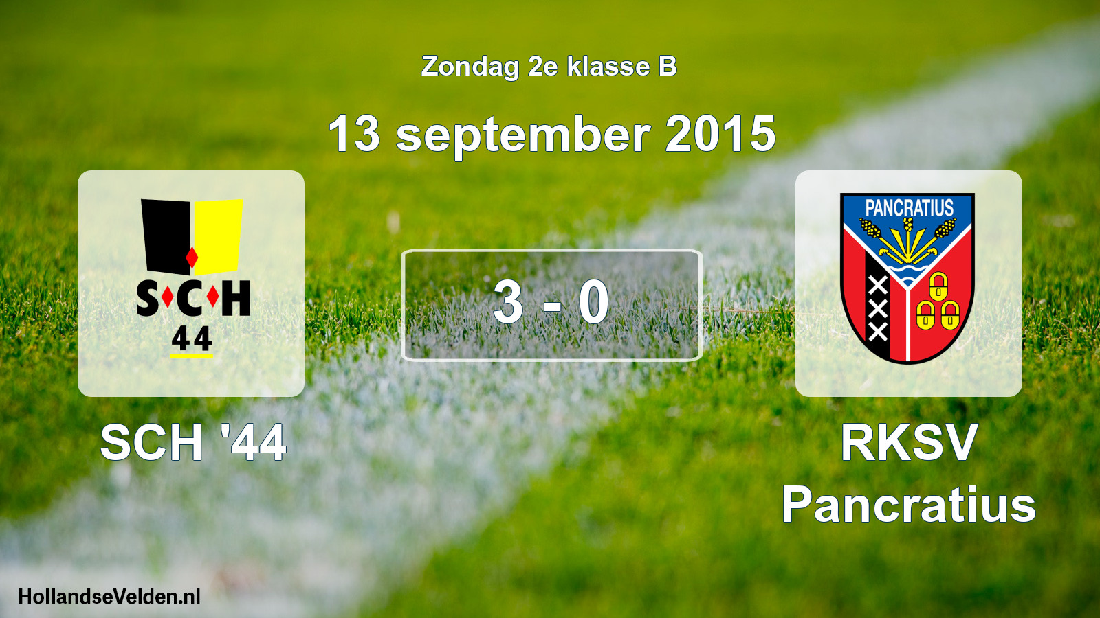Gespeelde wedstrijd: SCH '44 - RKSV Pancratius 3 - 0 (13 september 2015)