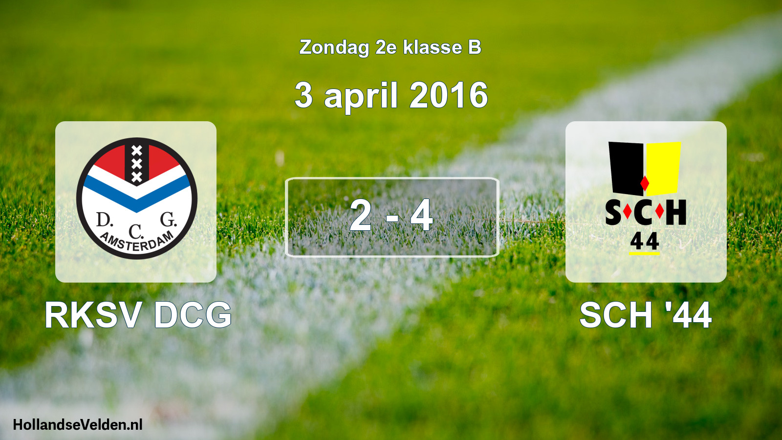Gespeelde wedstrijd: RKSV DCG - SCH '44 2 - 4 (3 april 2016)