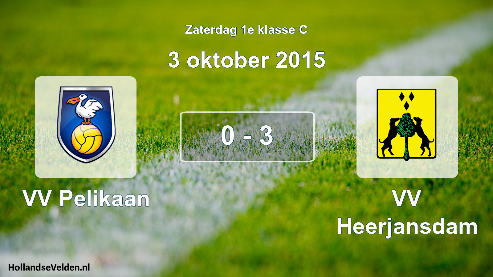 Gespeelde wedstrijd: VV Pelikaan - VV Heerjansdam 0 - 3 (3 oktober 2015)