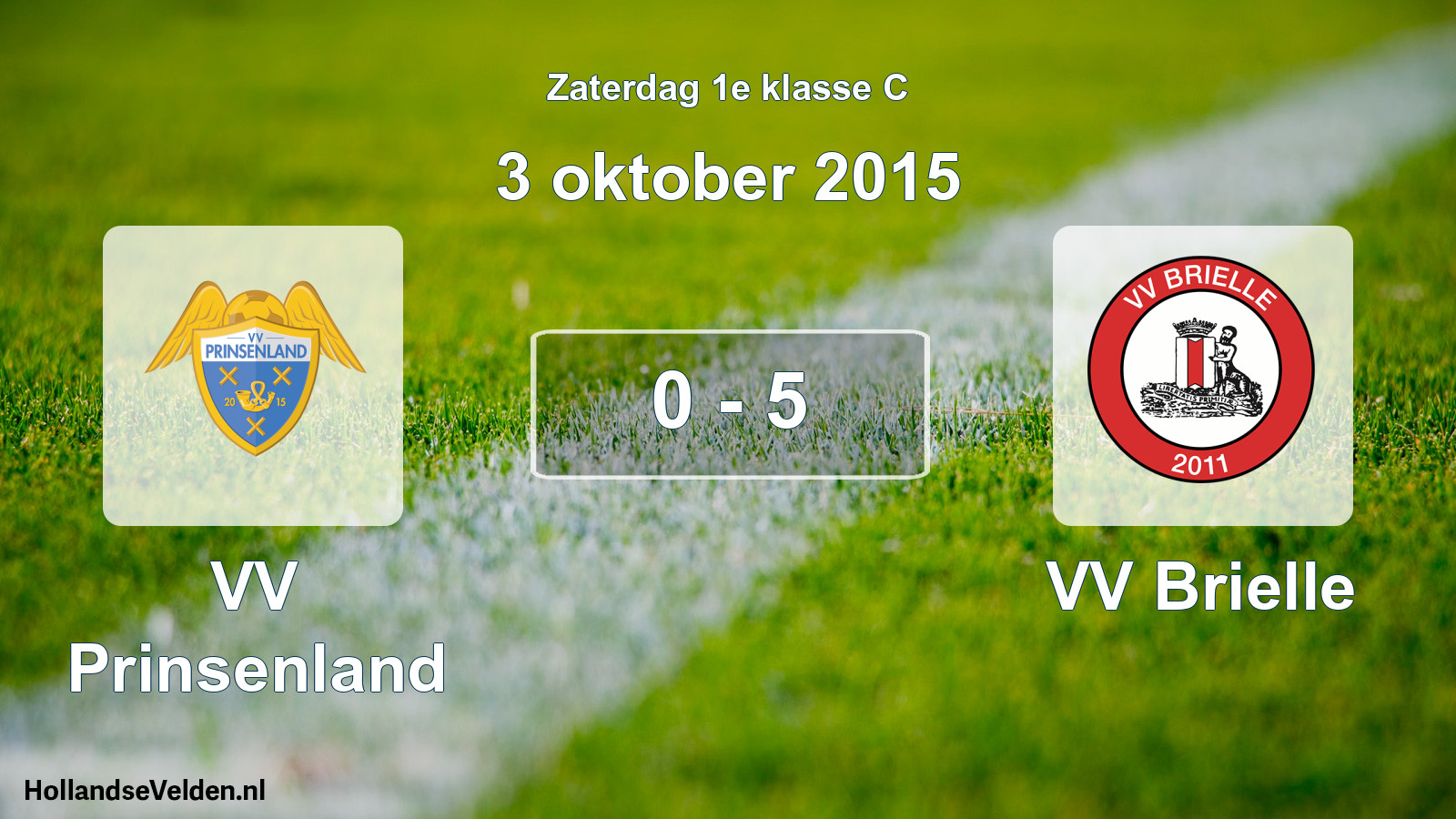Gespeelde wedstrijd: VV Prinsenland - VV Brielle 0 - 5 (3 oktober 2015)