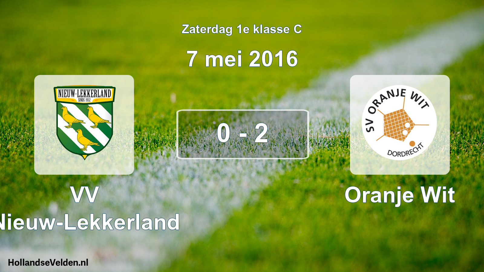 Gespeelde wedstrijd: VV Nieuw-Lekkerland - Oranje Wit 0 - 2 (7 mei 2016)