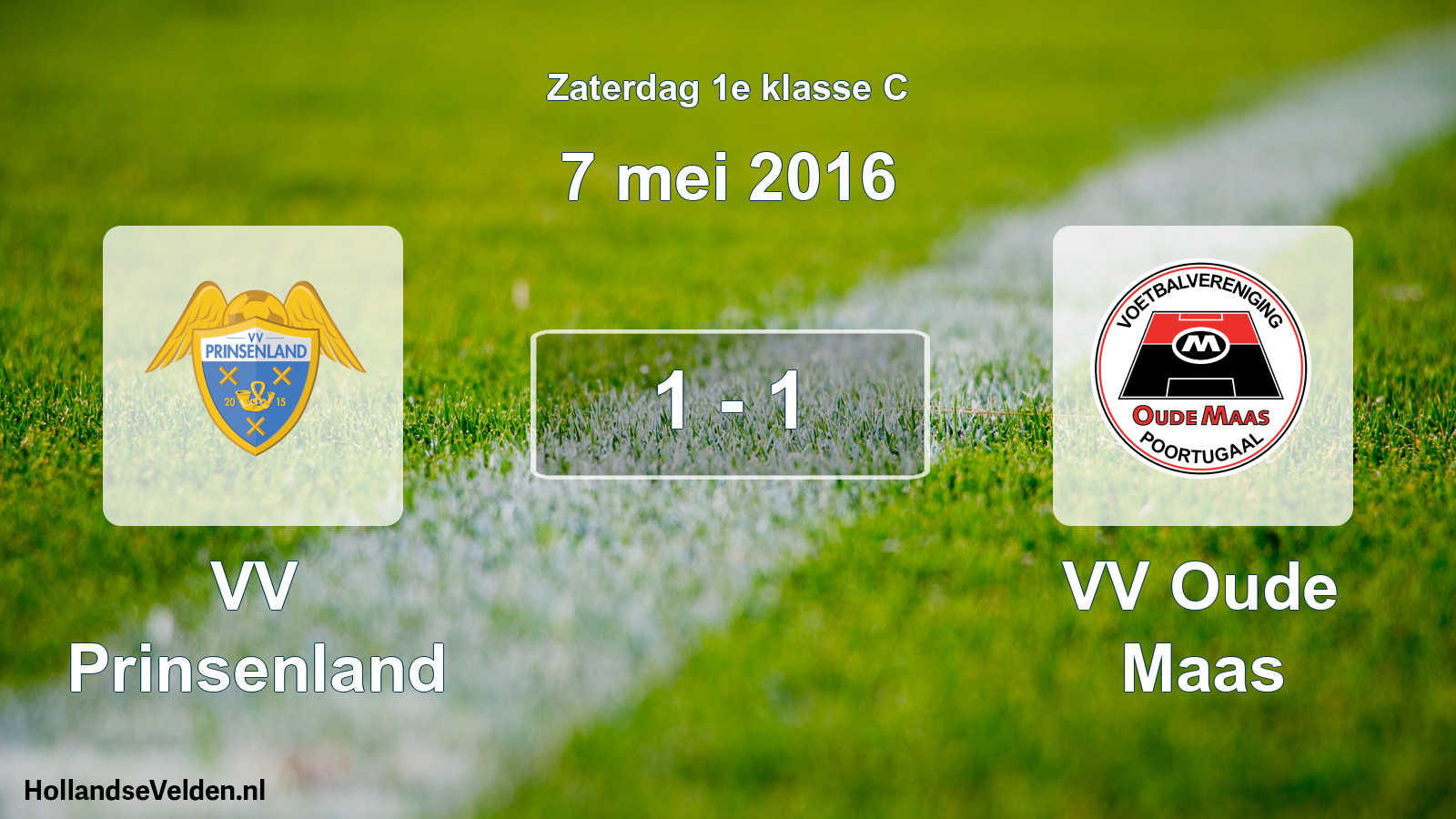 Gespeelde wedstrijd: VV Prinsenland - VV Oude Maas 1 - 1 (7 mei 2016)