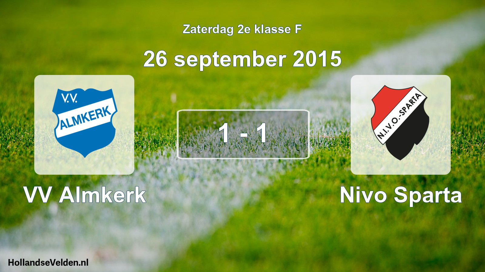 Gespeelde wedstrijd: VV Almkerk - Nivo Sparta 1 - 1 (26 september 2015)