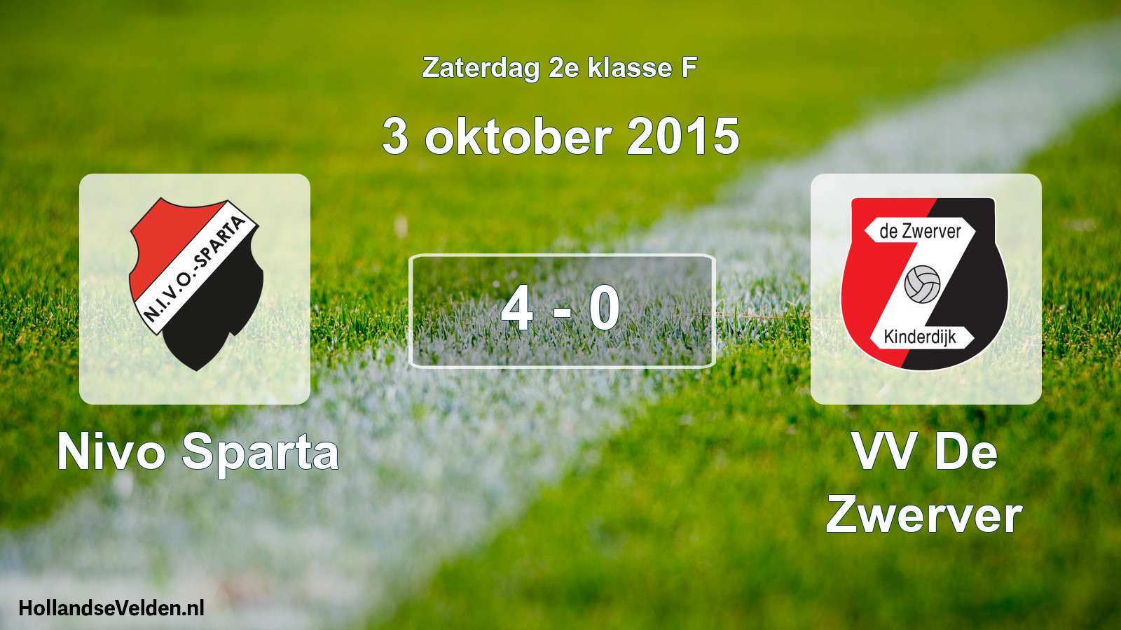 Gespeelde wedstrijd: Nivo Sparta - VV De Zwerver 4 - 0 (3 oktober 2015)