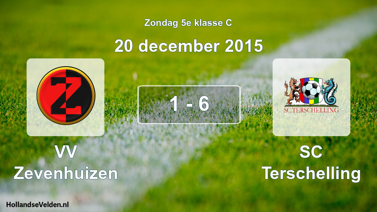 Gespeelde wedstrijd: VV Zevenhuizen - SC Terschelling 1 - 6 (20 december 2015)