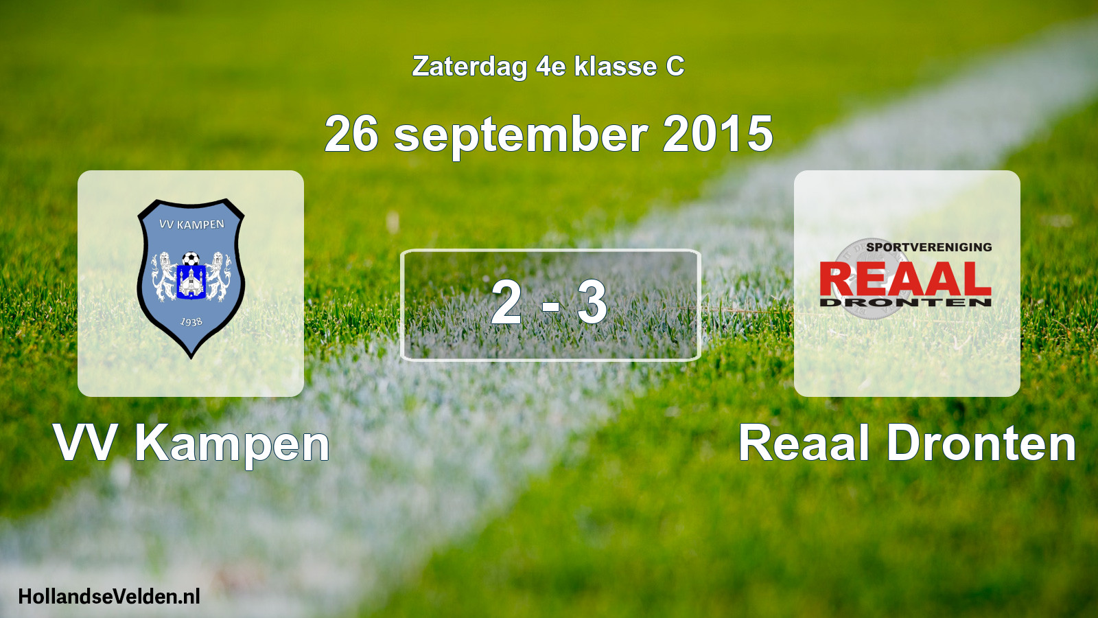 Gespeelde wedstrijd: VV Kampen - Reaal Dronten 2 - 3 (26 september 2015)