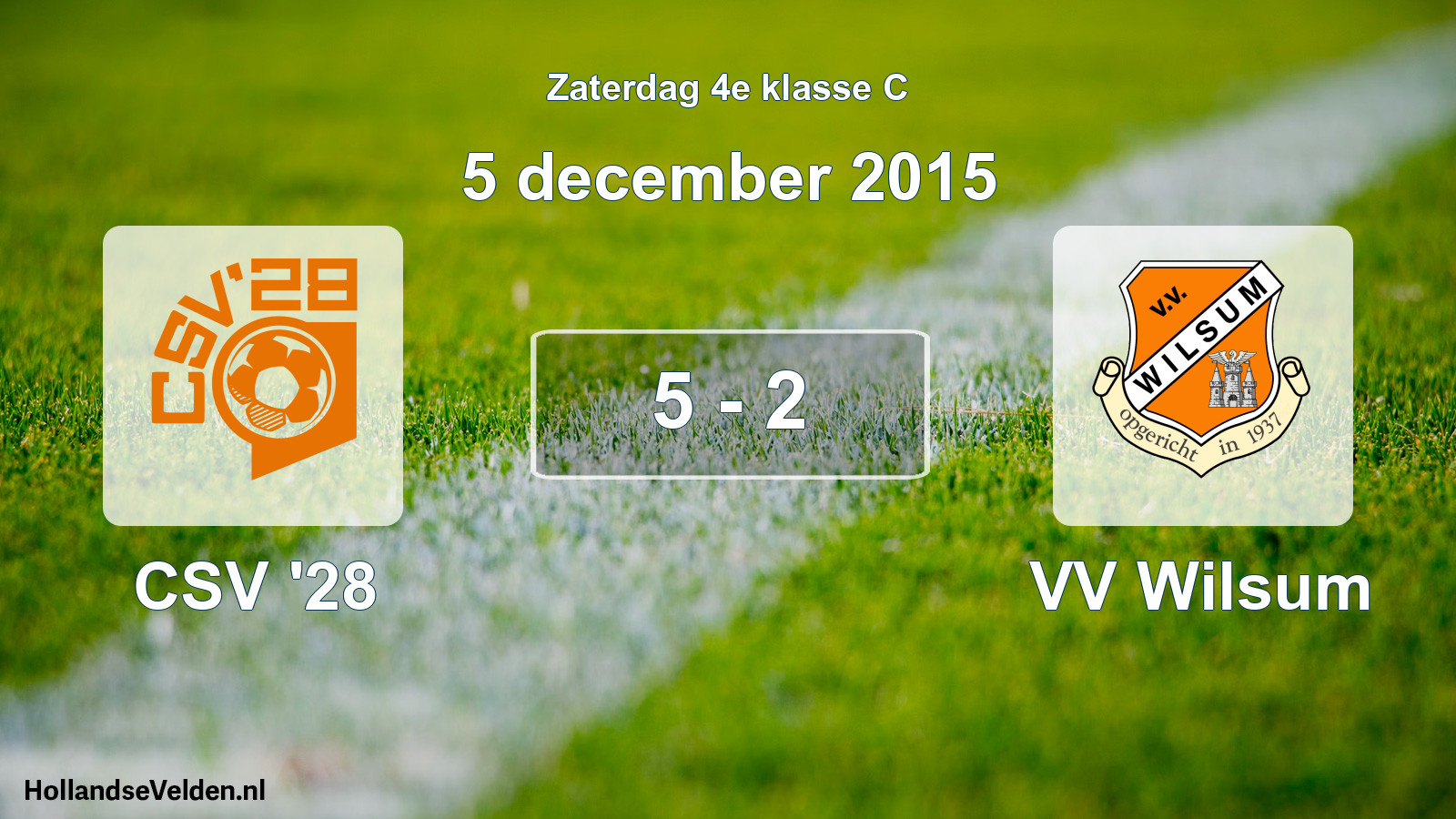 Gespeelde wedstrijd: CSV '28 - VV Wilsum 5 - 2 (5 december 2015)