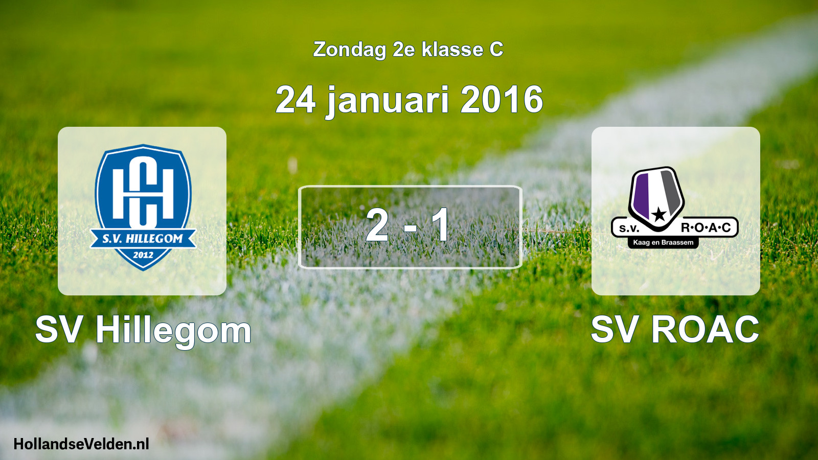 Gespeelde wedstrijd: SV Hillegom - SV ROAC 2 - 1 (24 januari 2016)