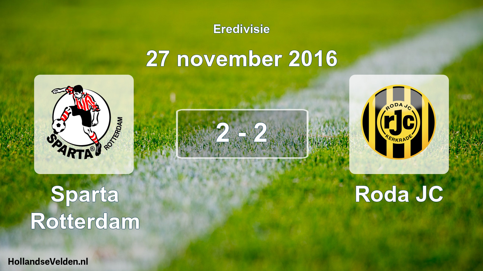 Gespeelde wedstrijd: Sparta Rotterdam - Roda JC 2 - 2 (27 november 2016)