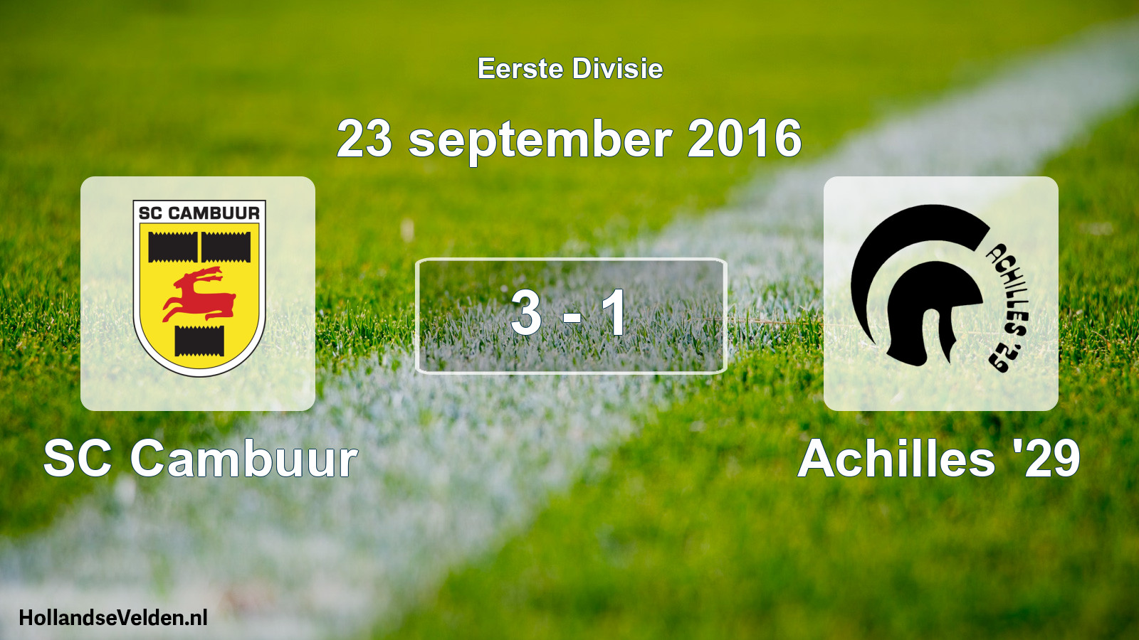 Gespeelde wedstrijd: Cambuur Leeuwarden - Achilles '29 3 - 1 (23 september 2016)