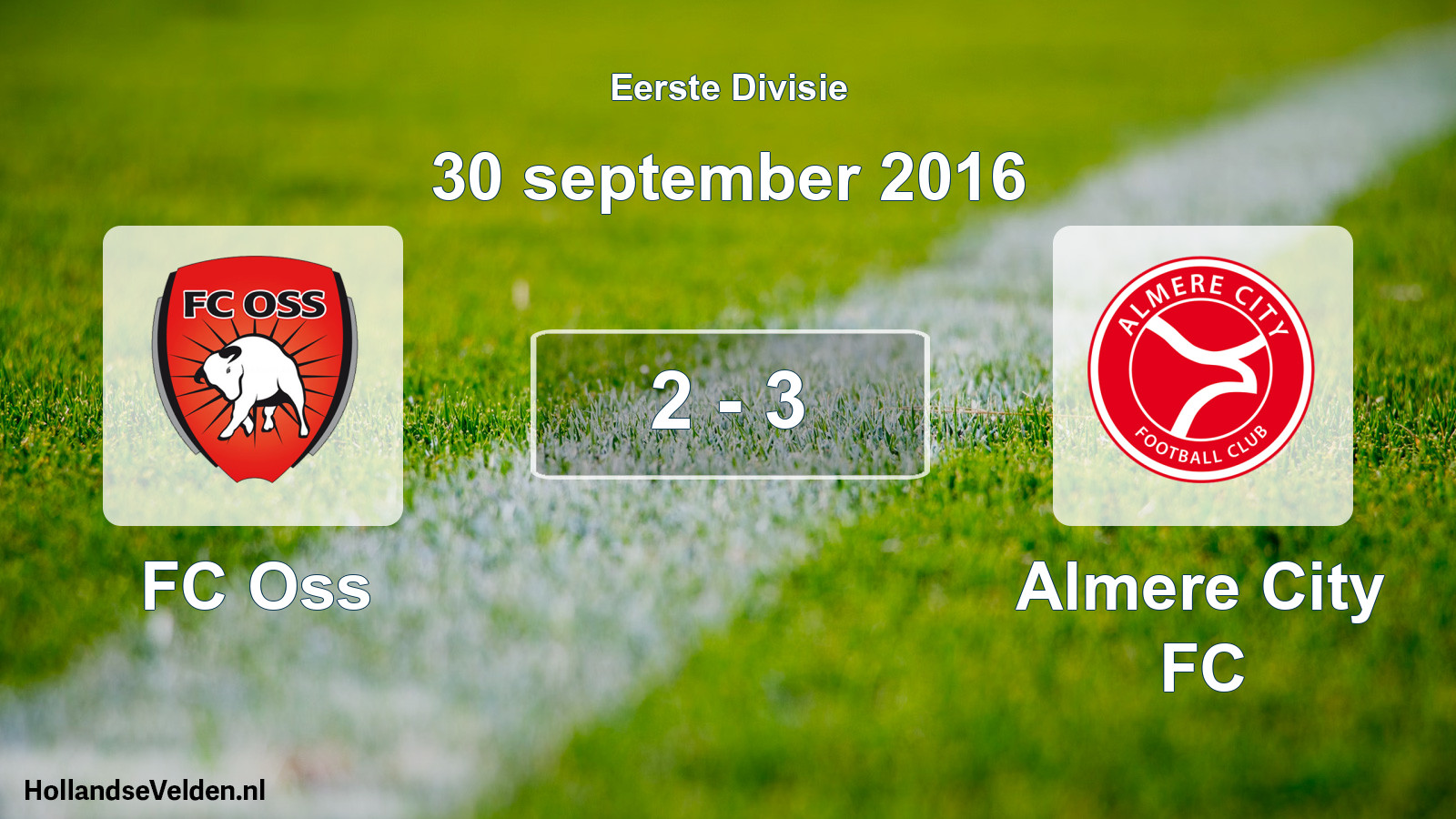Gespeelde wedstrijd: FC Oss - Almere City FC 2 - 3 (30 september 2016)