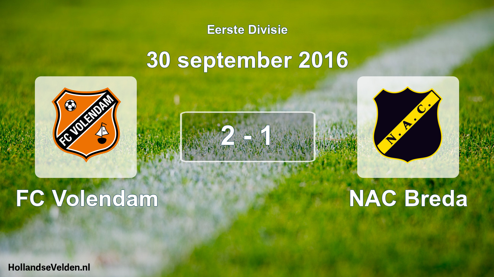 Gespeelde wedstrijd: FC Volendam - NAC Breda 2 - 1 (30 september 2016)