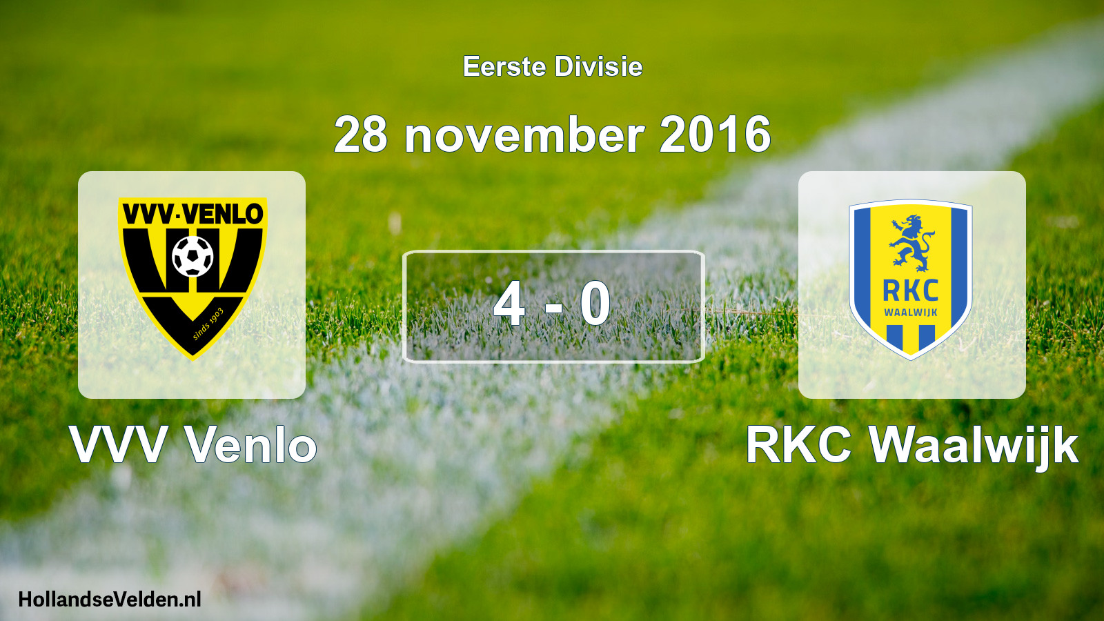 Gespeelde wedstrijd: VVV Venlo - RKC Waalwijk 4 - 0 (28 november 2016)