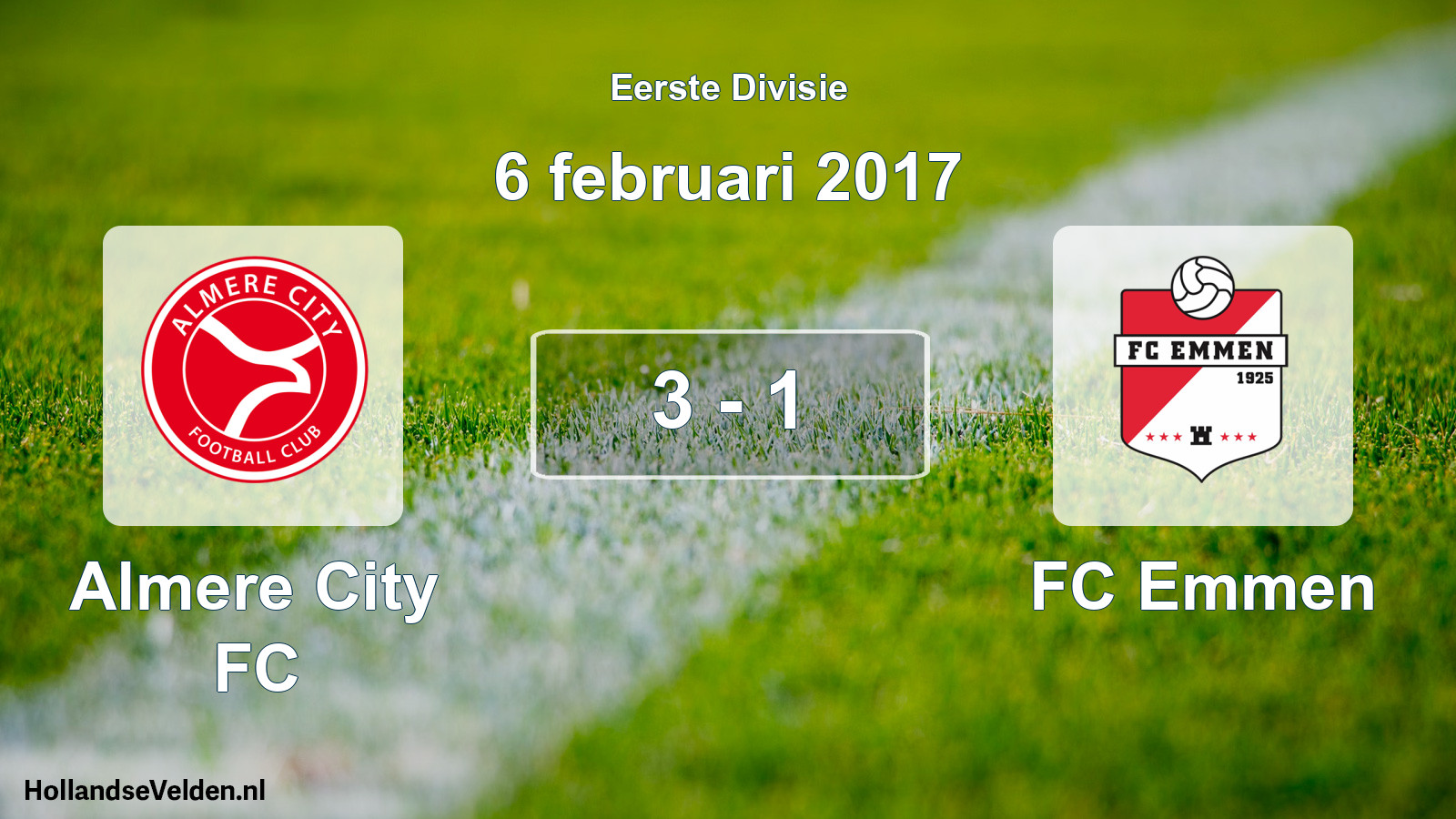 Gespeelde wedstrijd: Almere City FC - FC Emmen 3 - 1 (6 februari 2017)