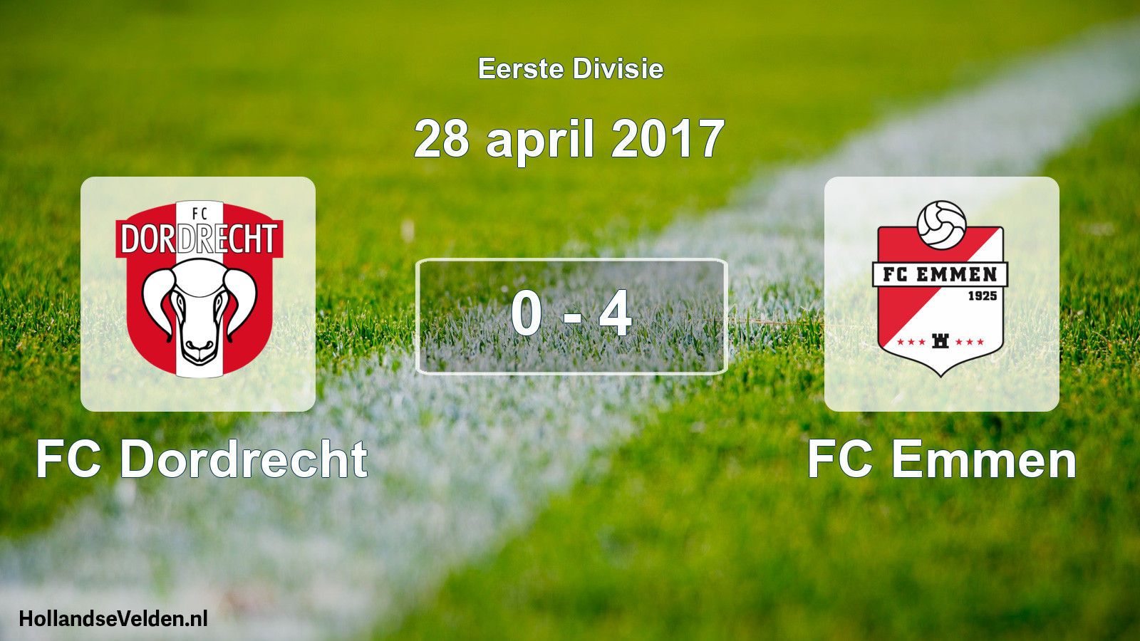 Gespeelde wedstrijd: FC Dordrecht - FC Emmen 0 - 4 (28 april 2017)