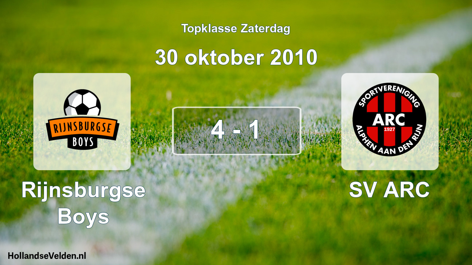 Gespeelde wedstrijd: Rijnsburgse Boys - SV ARC 4 - 1 (30 oktober 2010)