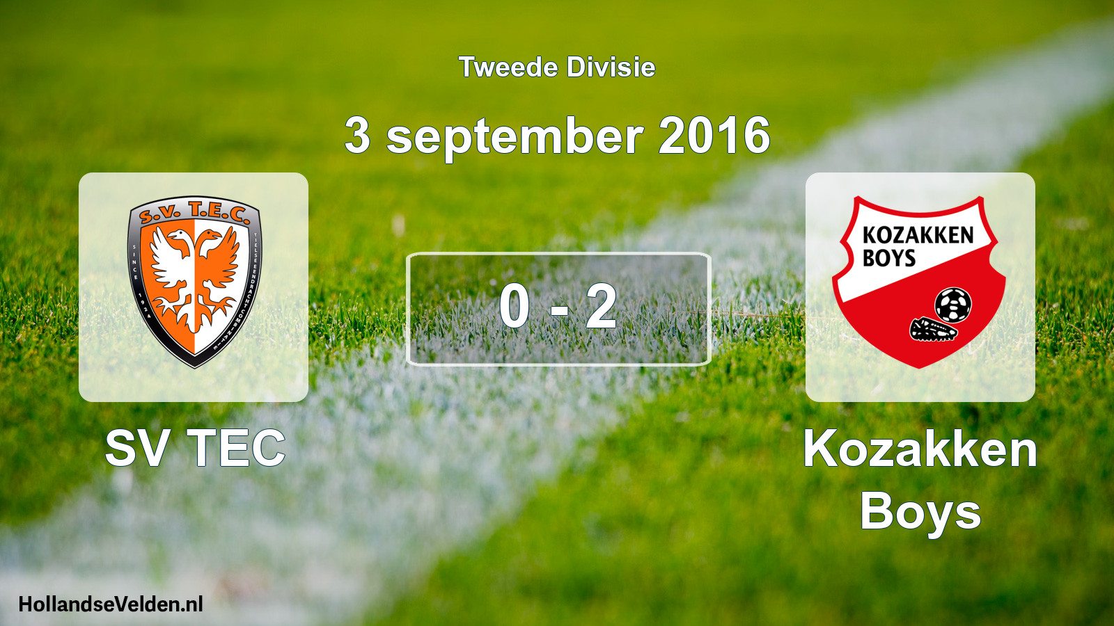 Gespeelde wedstrijd: SV TEC - Kozakken Boys 0 - 2 (3 september 2016)