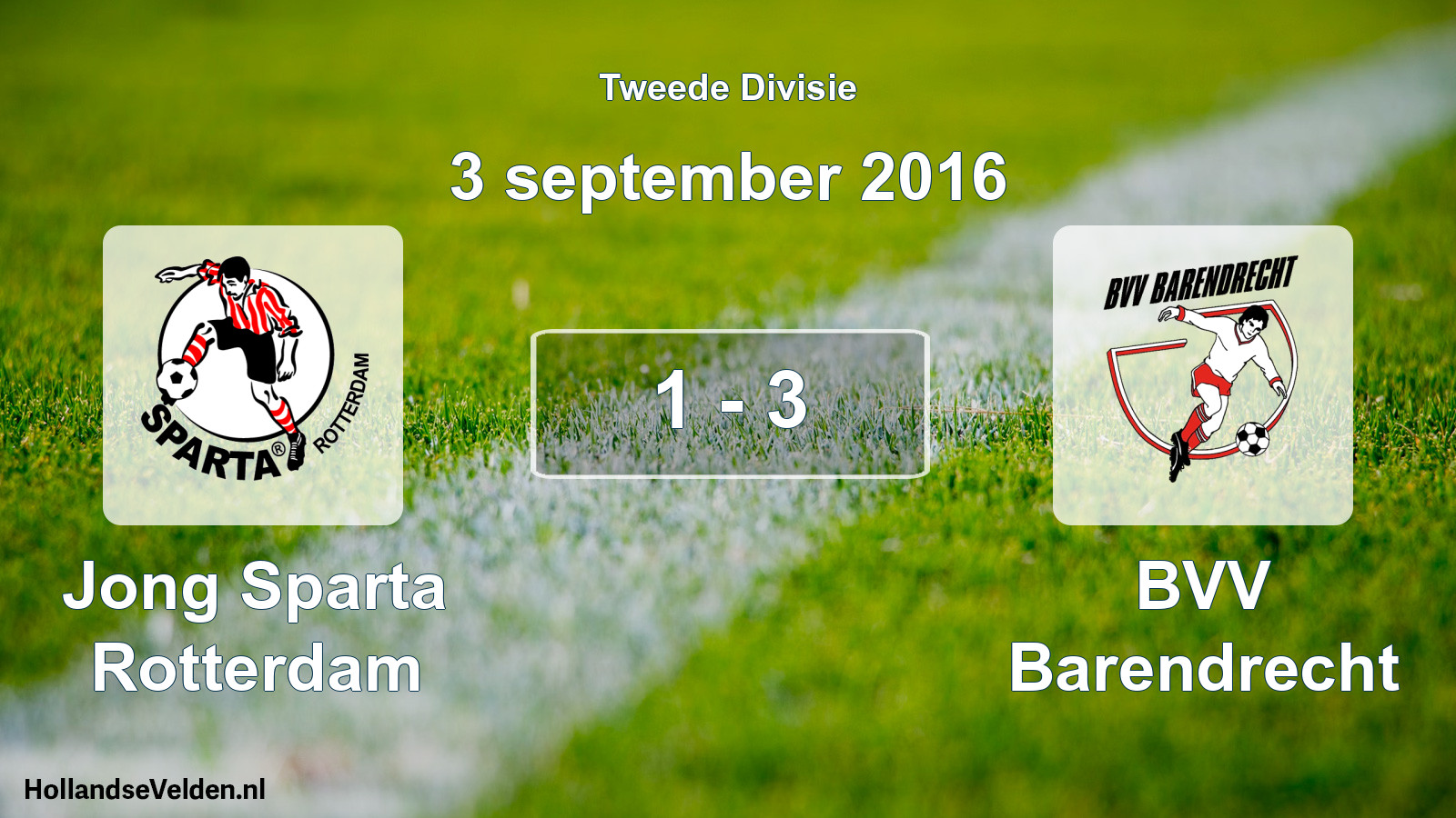 Gespeelde wedstrijd: Jong Sparta Rotterdam - BVV Barendrecht 1 - 3 (3 september 2016)