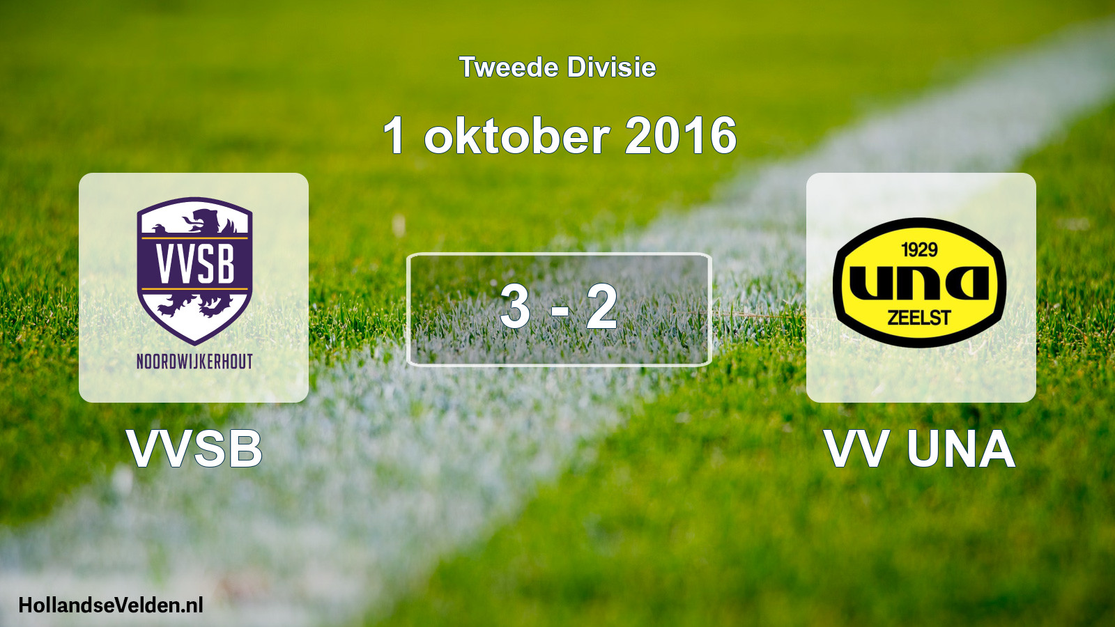Gespeelde wedstrijd: VVSB - VV UNA 3 - 2 (1 oktober 2016)