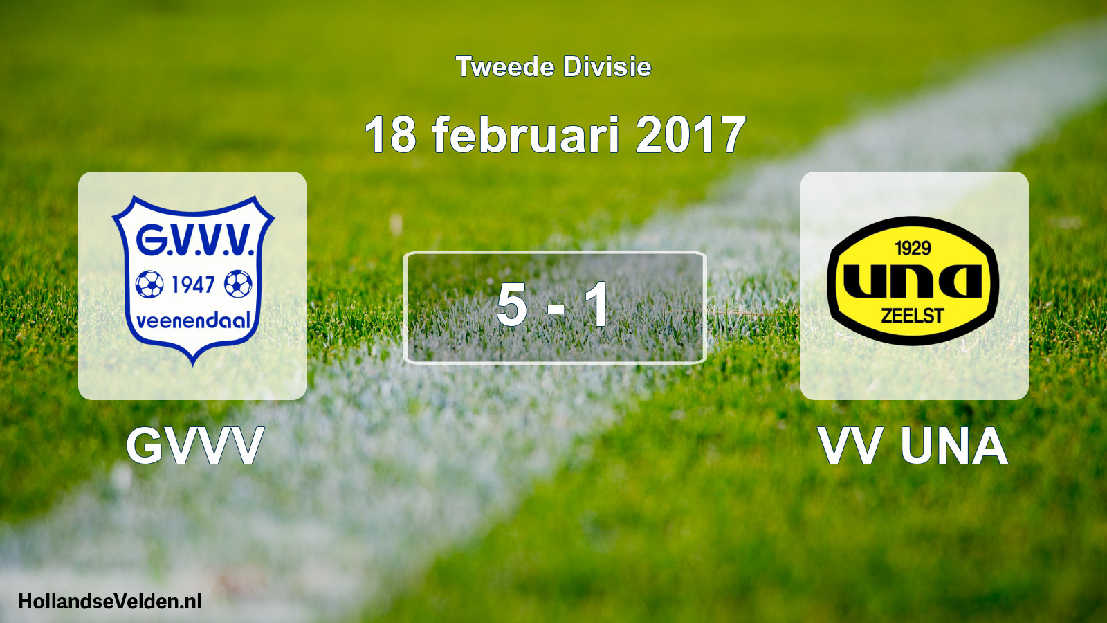 Gespeelde wedstrijd: GVVV - VV UNA 5 - 1 (18 februari 2017)