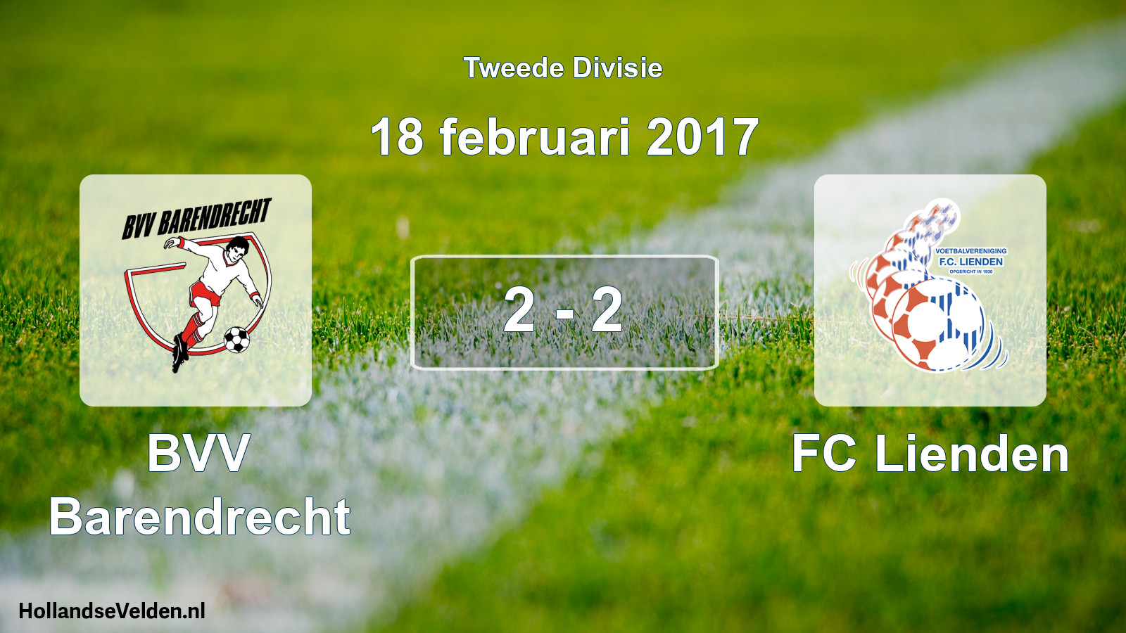Gespeelde wedstrijd: BVV Barendrecht - FC Lienden 2 - 2 (18 februari 2017)