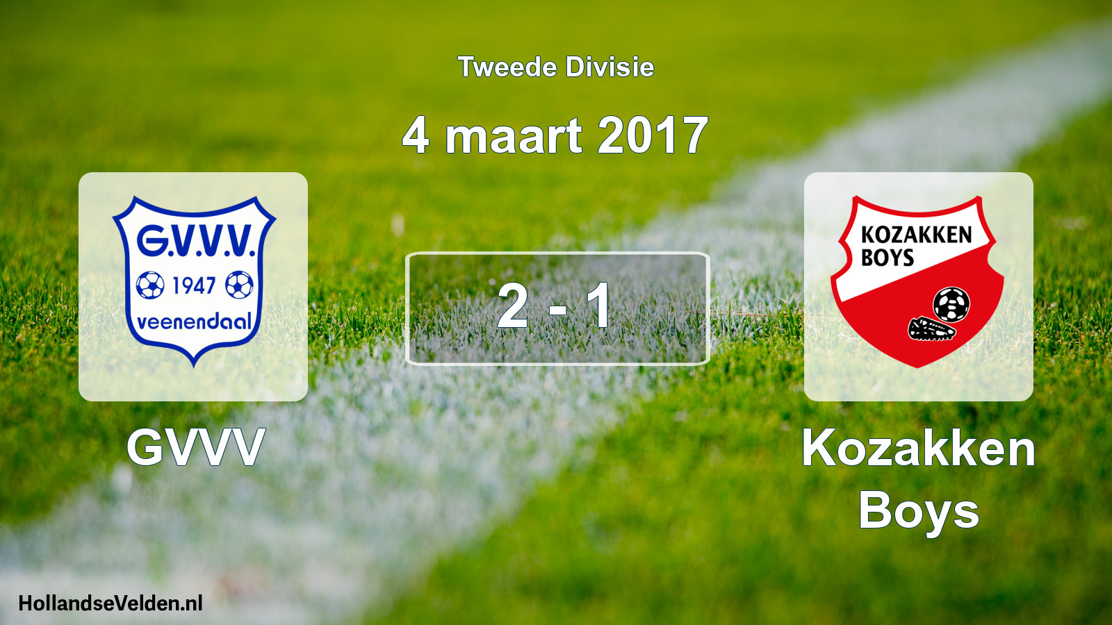 Gespeelde wedstrijd: GVVV - Kozakken Boys 2 - 1 (4 maart 2017)