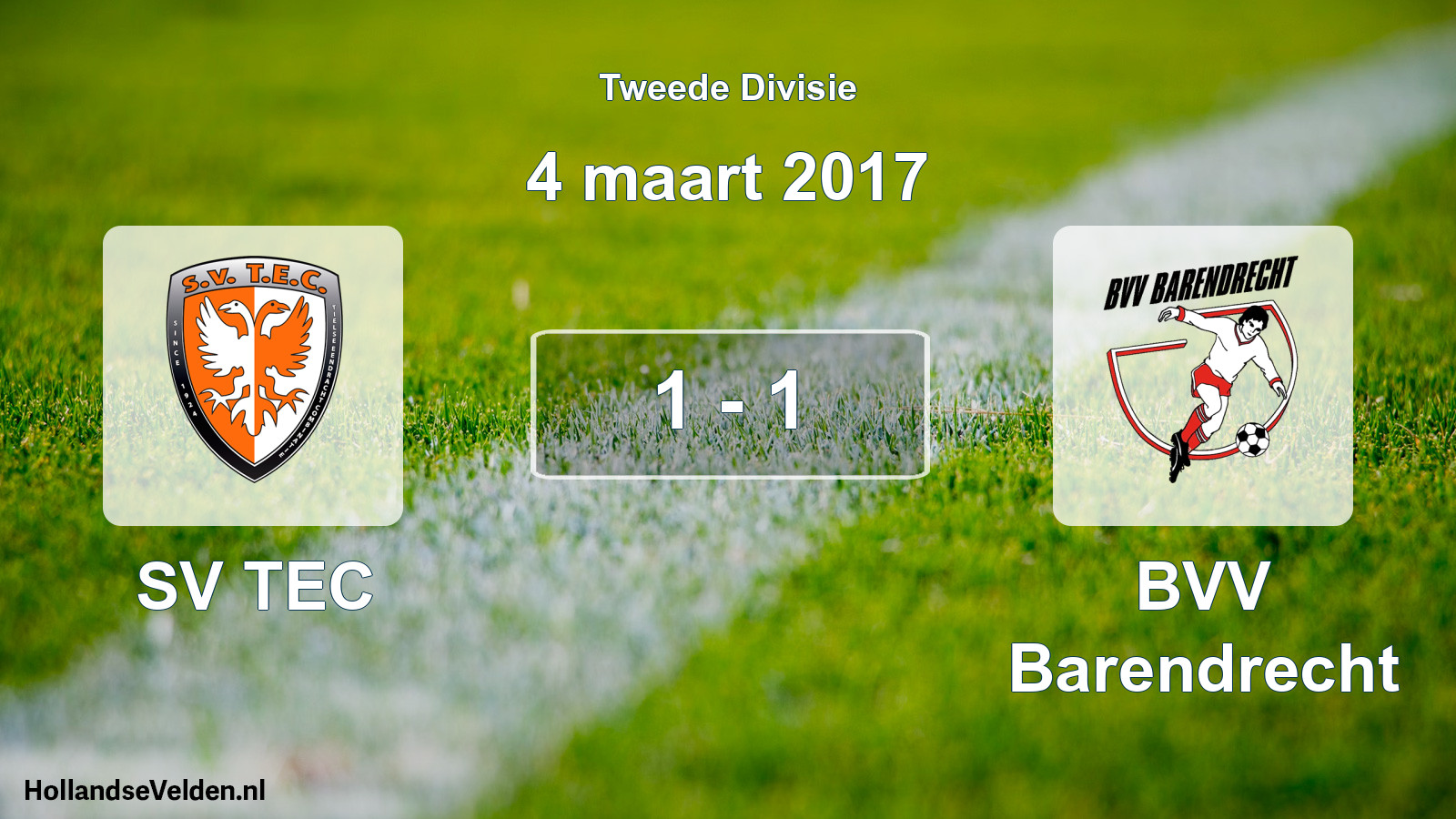 Gespeelde wedstrijd: SV TEC - BVV Barendrecht 1 - 1 (4 maart 2017)