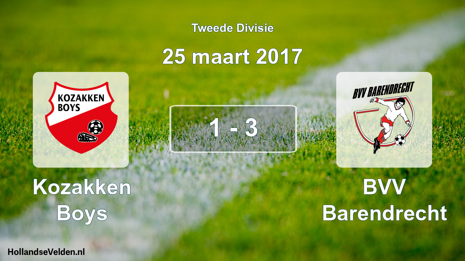 Gespeelde wedstrijd: Kozakken Boys - BVV Barendrecht 1 - 3 (25 maart 2017)