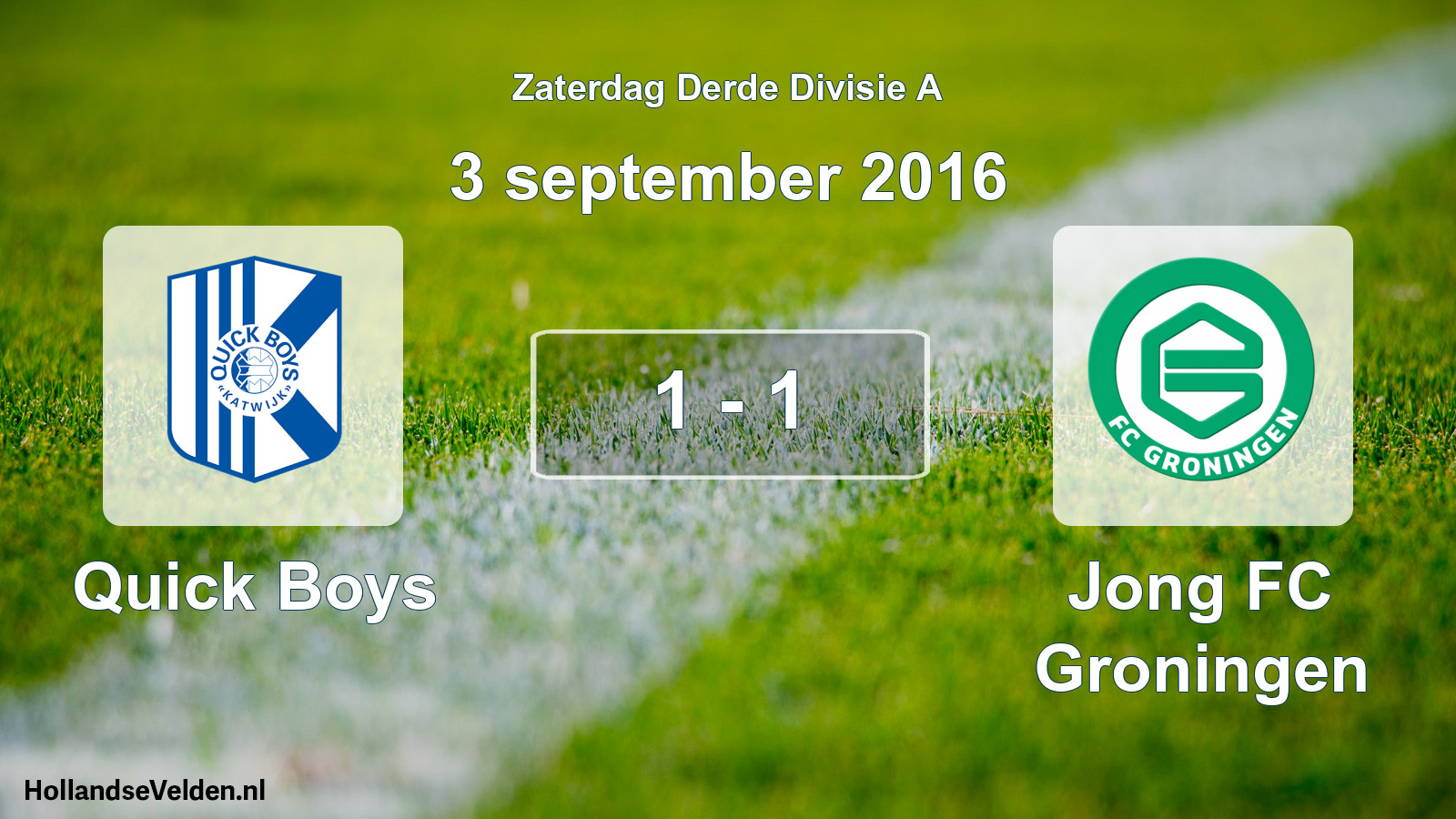 Gespeelde wedstrijd: Quick Boys - Jong FC Groningen 1 - 1 (3 september 2016)