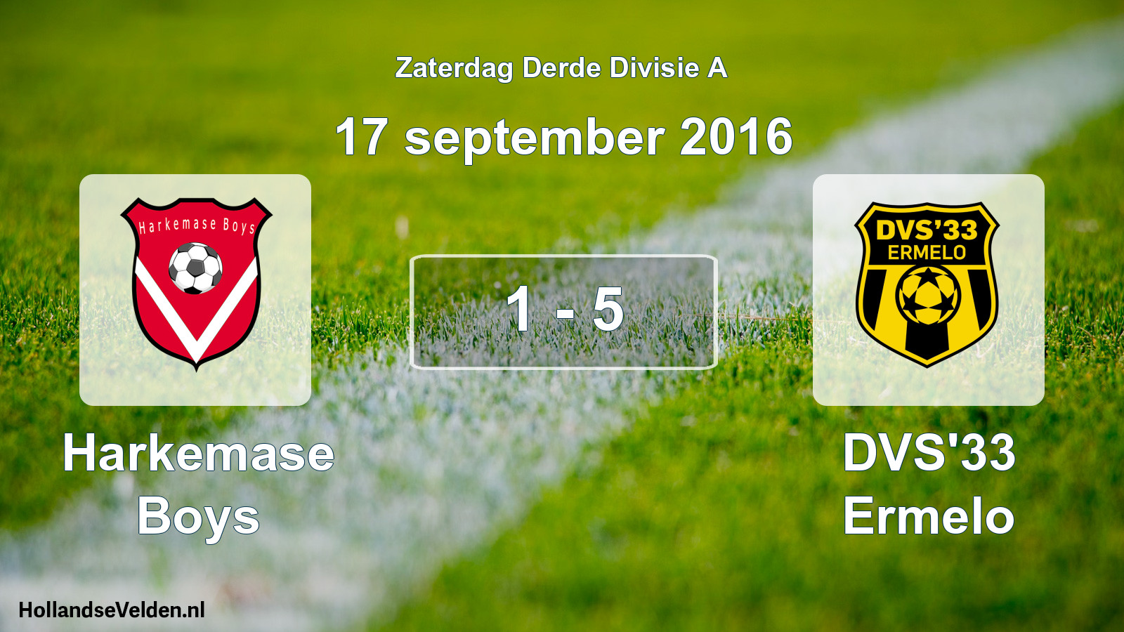 Gespeelde wedstrijd: Harkemase Boys - DVS'33 Ermelo 1 - 5 (17 september 2016)