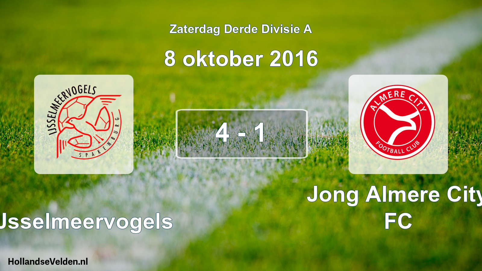 Gespeelde wedstrijd: IJsselmeervogels - Jong Almere City FC 4 - 1 (8 oktober 2016)