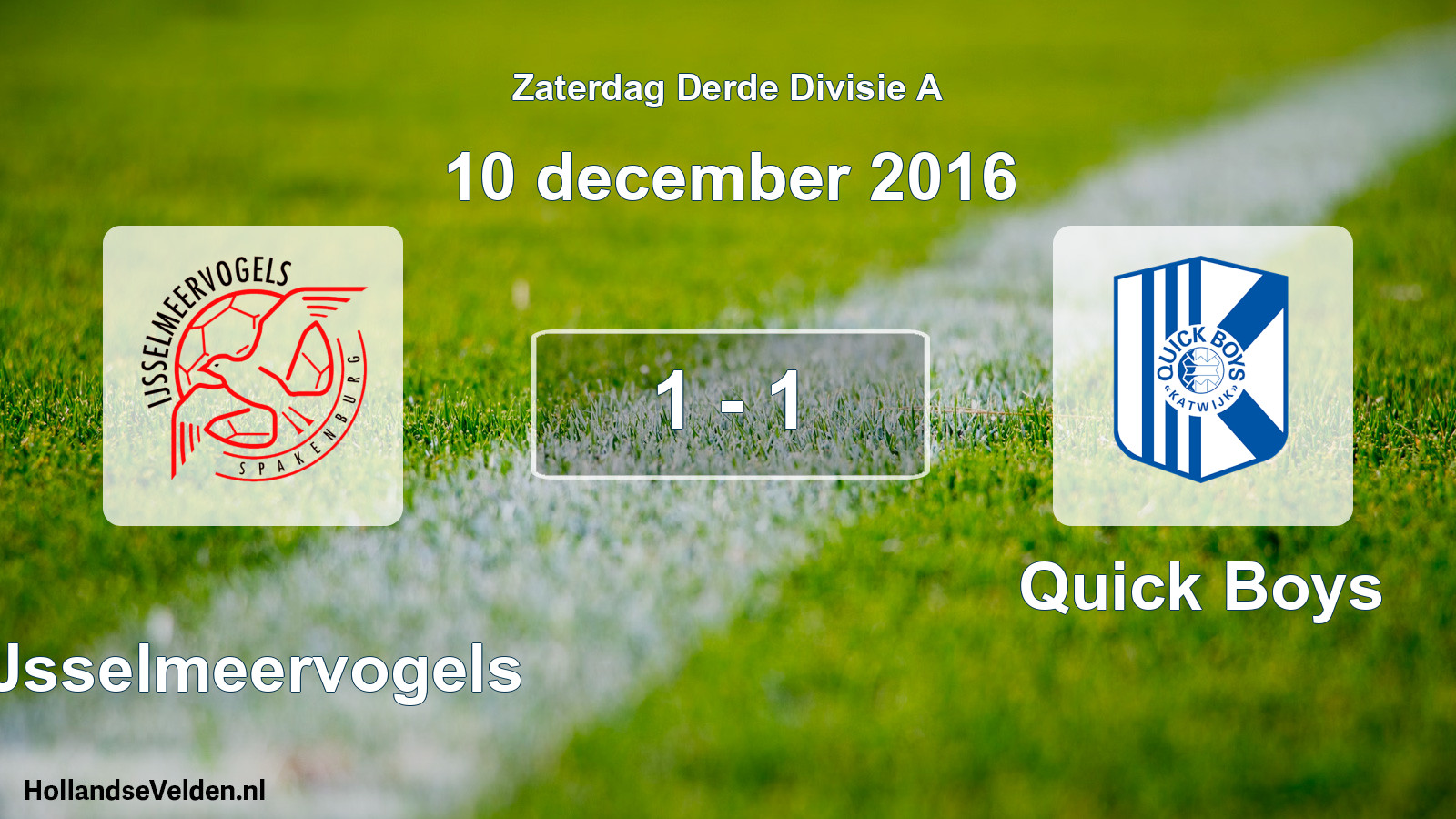 Gespeelde wedstrijd: IJsselmeervogels - Quick Boys 1 - 1 (10 december 2016)