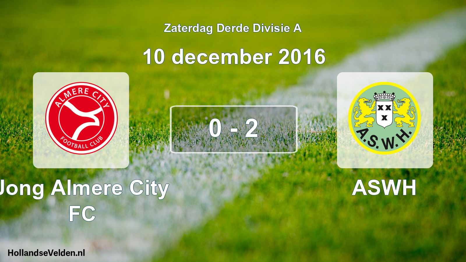 Gespeelde wedstrijd: Jong Almere City FC - ASWH 0 - 2 (10 december 2016)