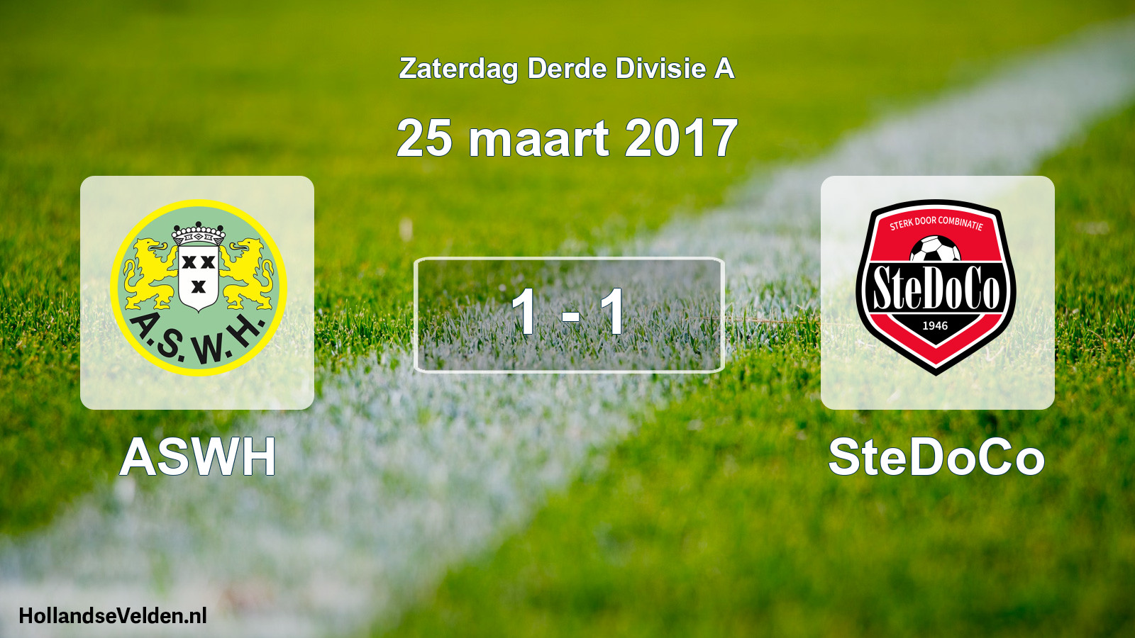 Gespeelde wedstrijd: ASWH - SteDoCo 1 - 1 (25 maart 2017)