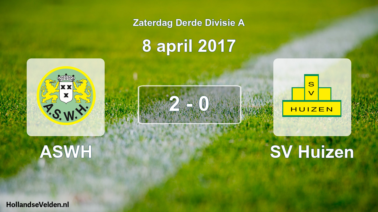 Gespeelde wedstrijd: ASWH - SV Huizen 2 - 0 (8 april 2017)