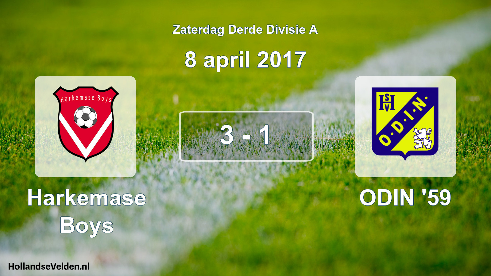 Gespeelde wedstrijd: Harkemase Boys - ODIN '59 3 - 1 (8 april 2017)