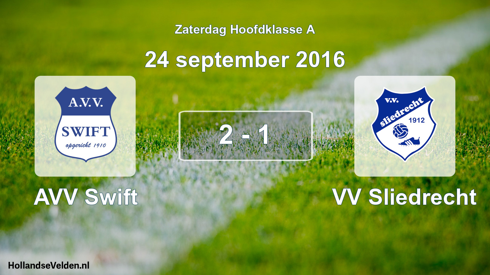 Gespeelde wedstrijd: AVV Swift - VV Sliedrecht 2 - 1 (24 september 2016)