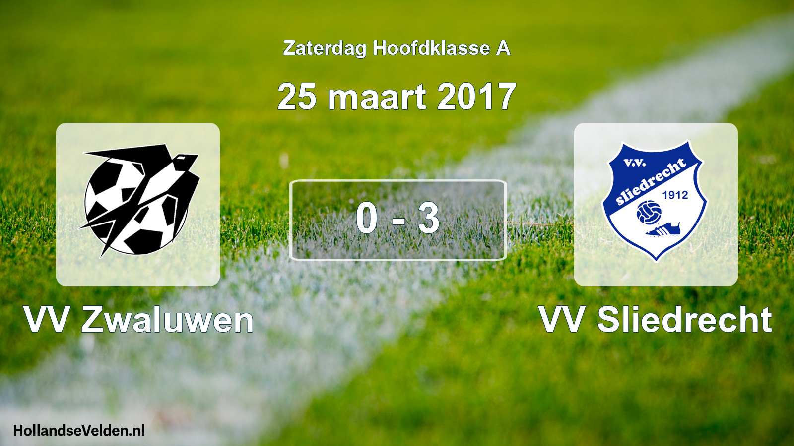 Gespeelde wedstrijd: VV Zwaluwen - VV Sliedrecht 0 - 3 (25 maart 2017)