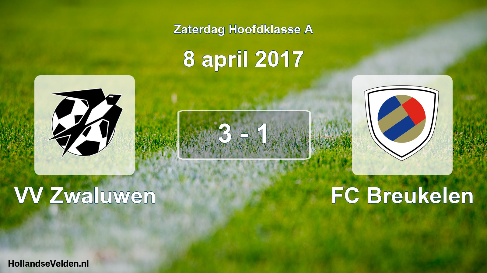 Gespeelde wedstrijd: VV Zwaluwen - FC Breukelen 3 - 1 (8 april 2017)