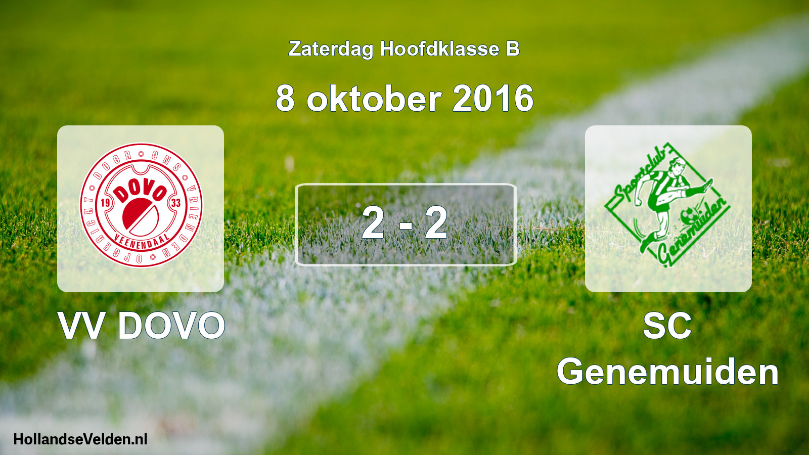 Gespeelde wedstrijd: VV DOVO - SC Genemuiden 2 - 2 (8 oktober 2016)