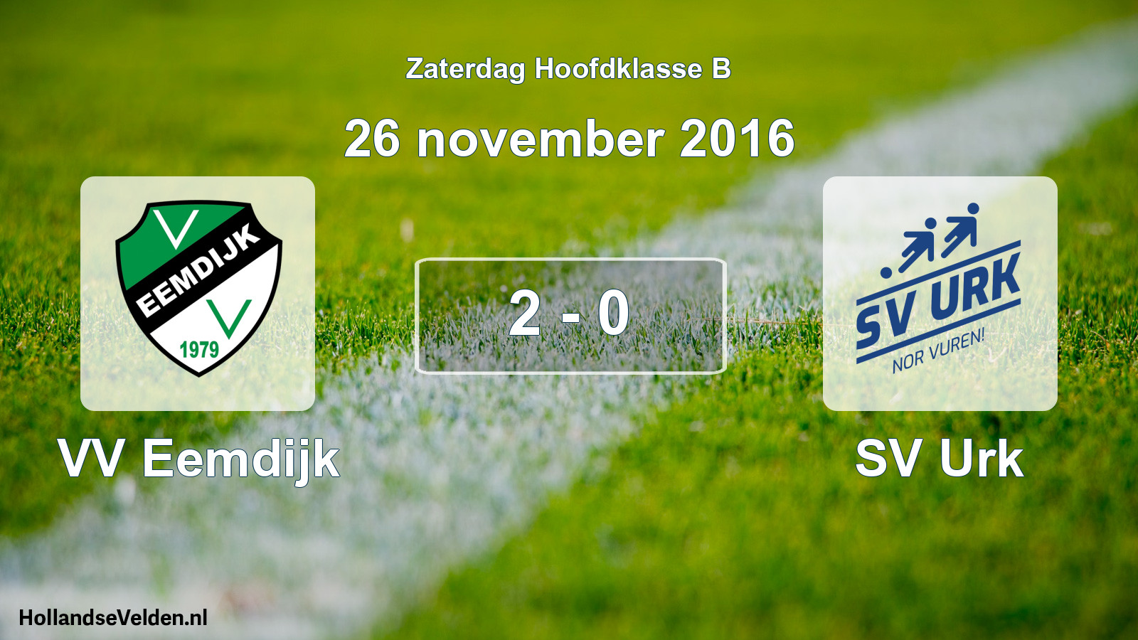 Gespeelde wedstrijd: VV Eemdijk - SV Urk 2 - 0 (26 november 2016)