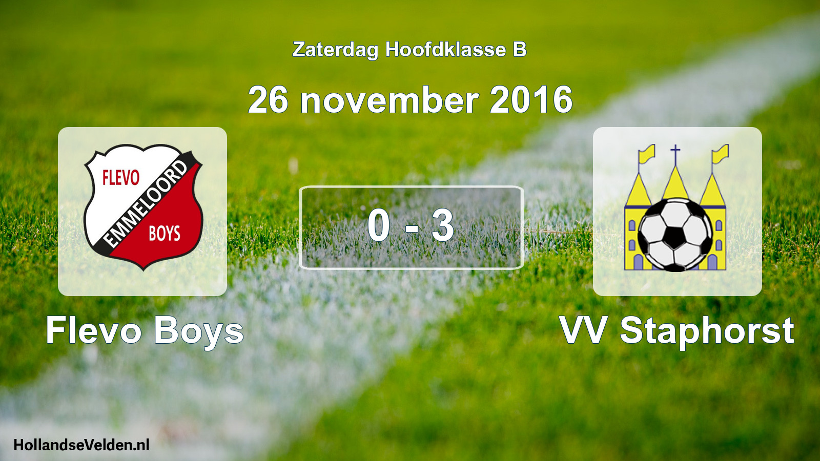 Gespeelde wedstrijd: Flevo Boys - VV Staphorst 0 - 3 (26 november 2016)