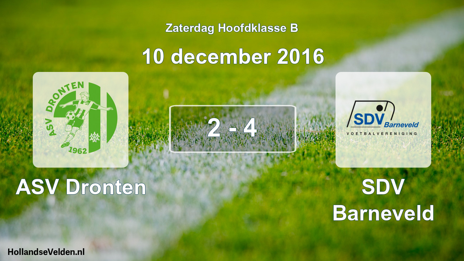 Gespeelde wedstrijd: ASV Dronten - SDV Barneveld 2 - 4 (10 december 2016)