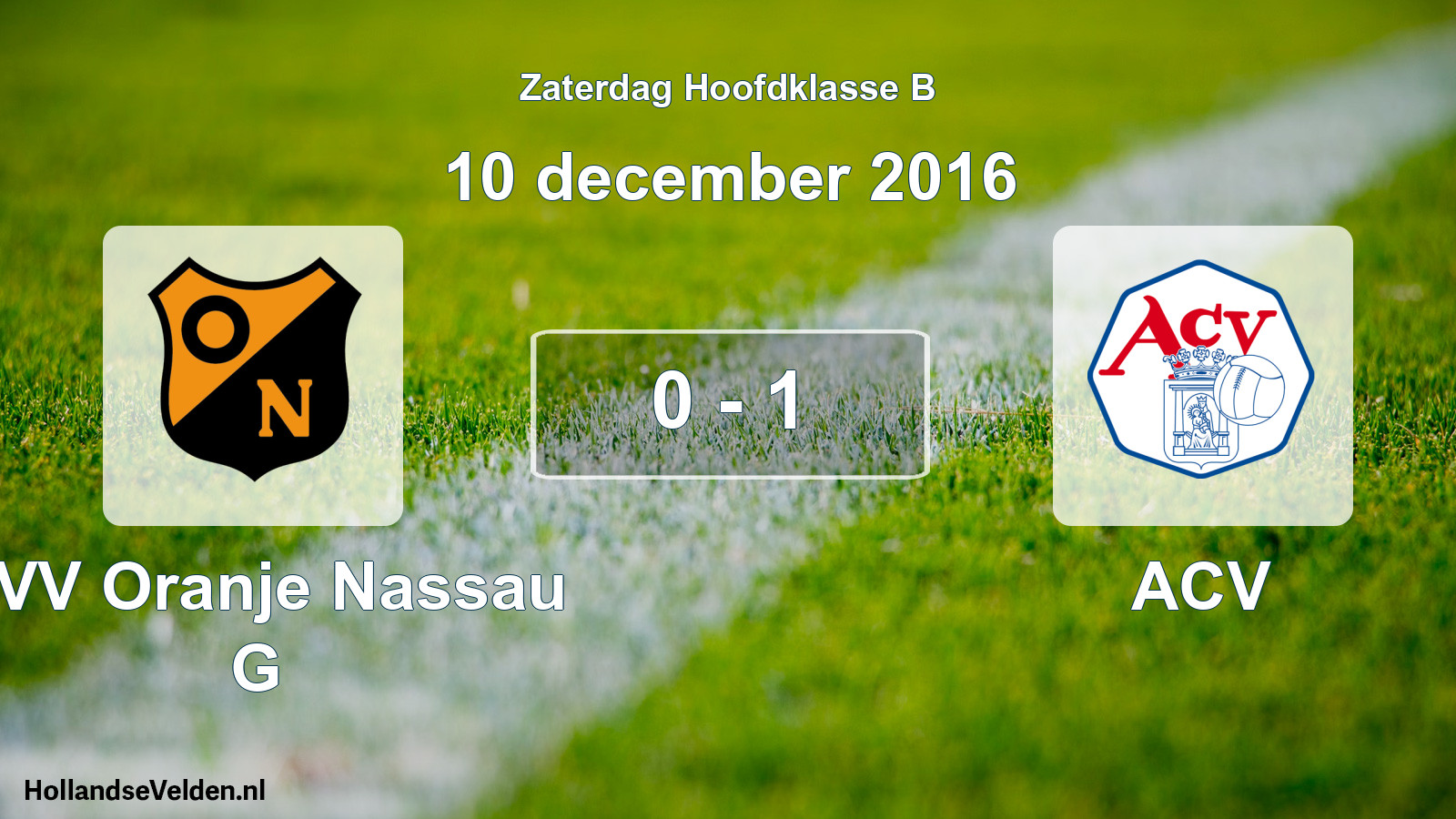 Gespeelde wedstrijd: CVV Oranje Nassau G - ACV 0 - 1 (10 december 2016)
