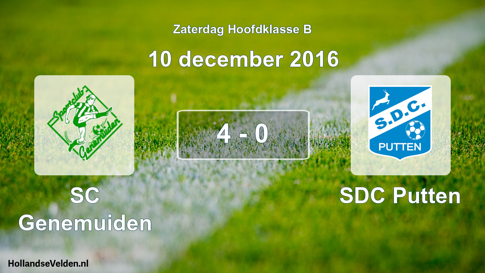 Gespeelde wedstrijd: SC Genemuiden - SDC Putten 4 - 0 (10 december 2016)