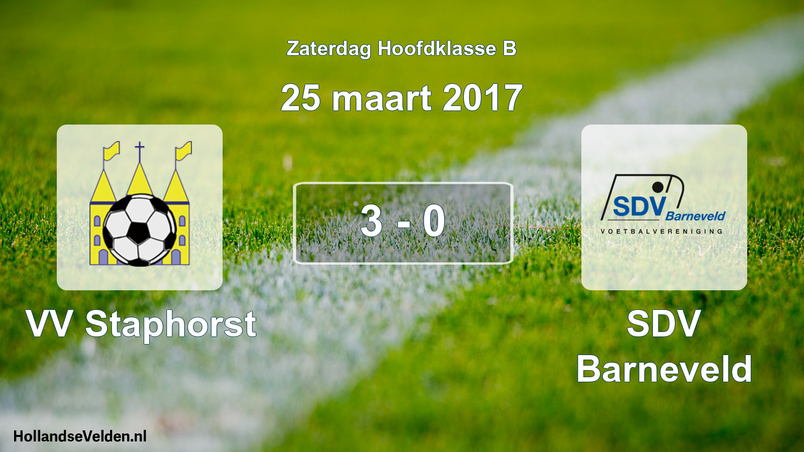 Gespeelde wedstrijd: VV Staphorst - SDV Barneveld 3 - 0 (25 maart 2017)