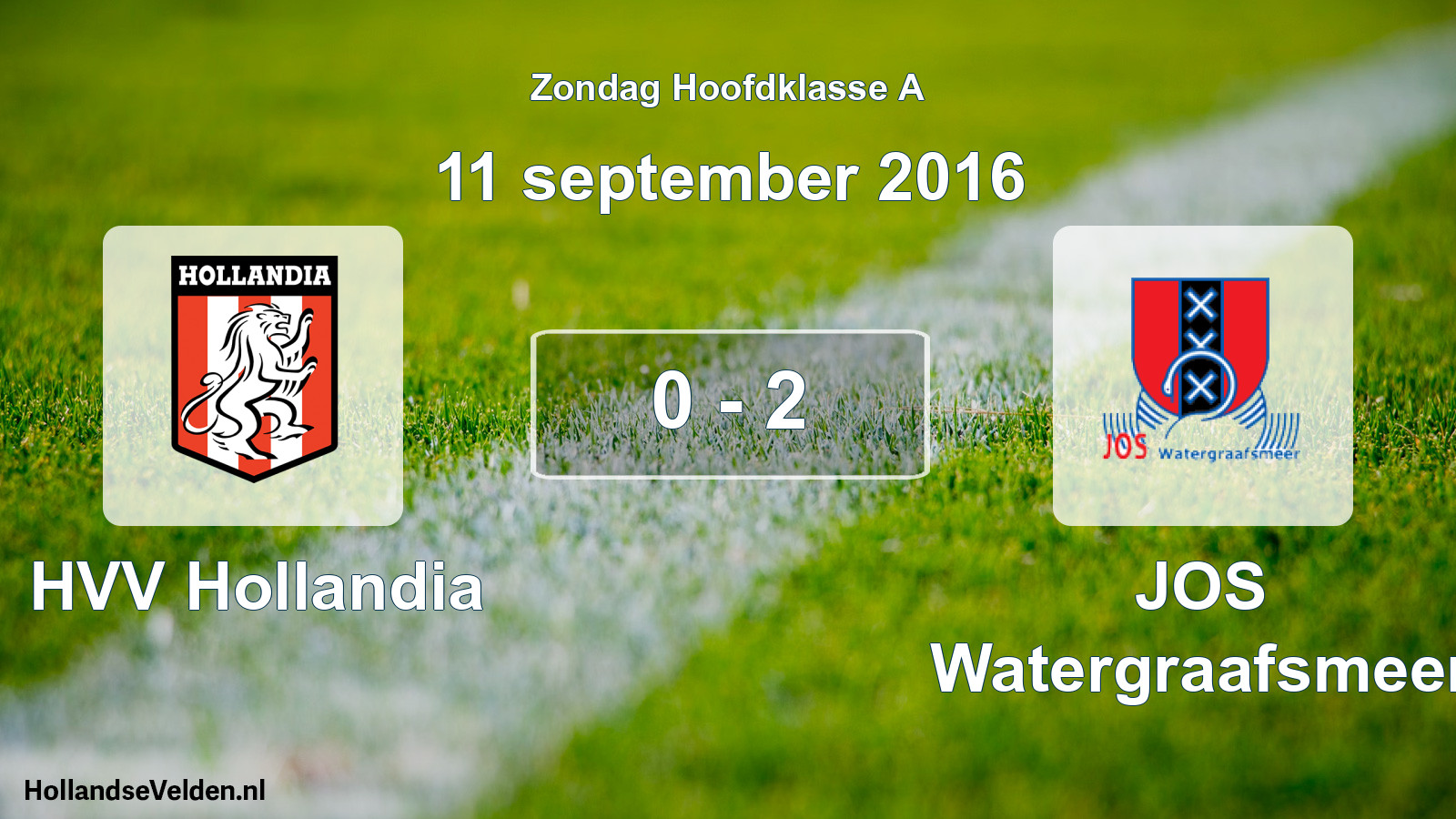 Gespeelde wedstrijd: HVV Hollandia - JOS Watergraafsmeer 0 - 2 (11 september 2016)