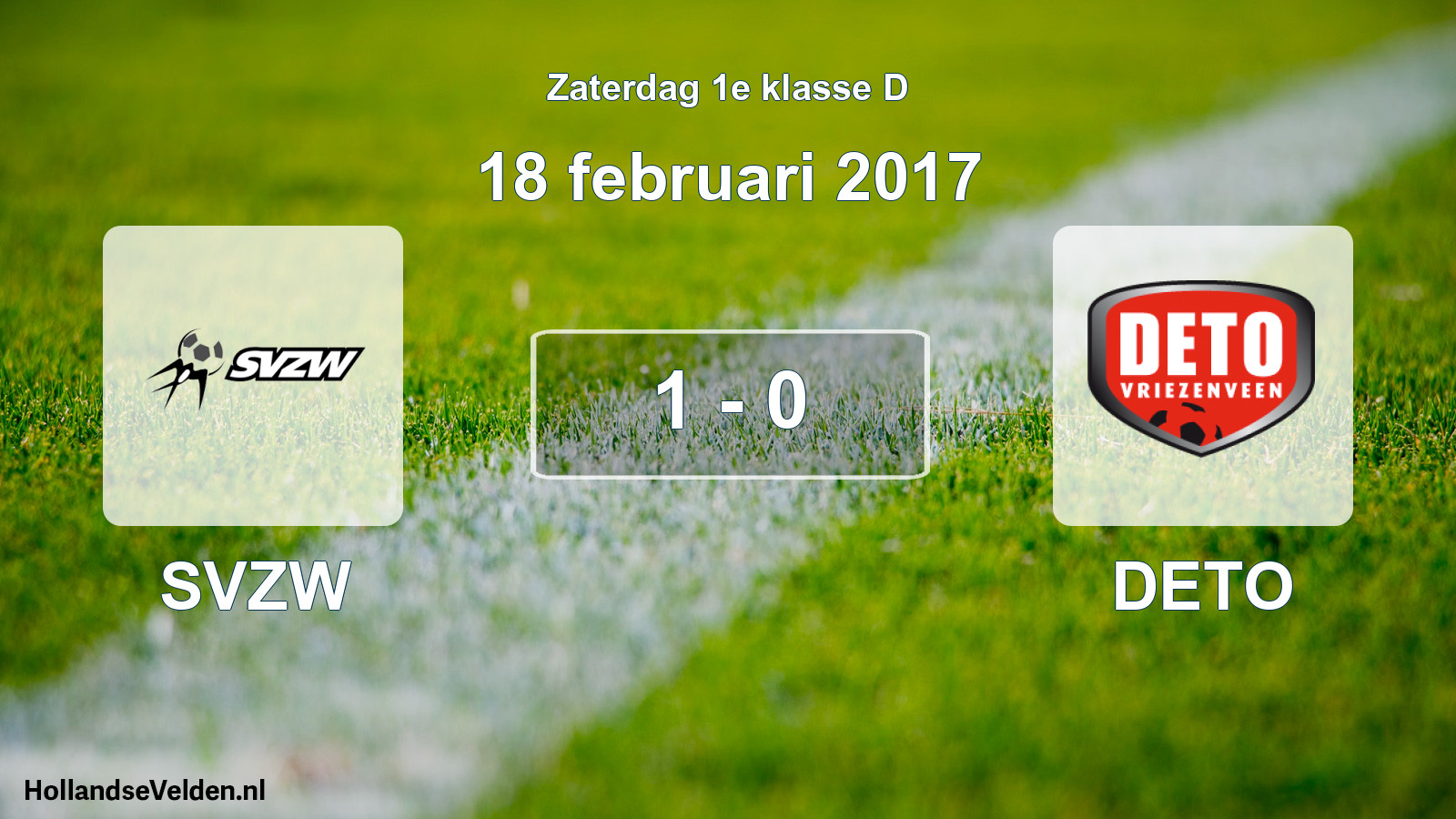 Gespeelde wedstrijd: SVZW - DETO 1 - 0 (18 februari 2017)